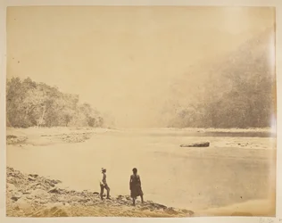Teesta på Bheerkotee.  Utsikt över Darjeeling. 1870-talet