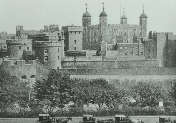 Tower Hill: utsikt över Tower of London, 1895