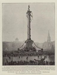 Trafalgar Day i London, Nelson Column dekorerad