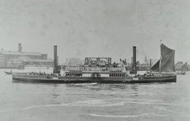 Woolwich Ferry: färja på floden, 1896