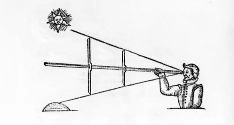A Cross-Staff, illustration från A Seamans Secrets av John Davis, publicerad 1595