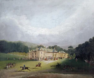 En fest i Firle, där det antika spelet Quintain återupplivades, 1827