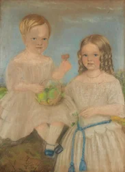 Ett gruppporträtt av bror och syster (pastell)