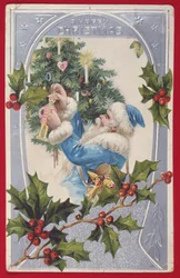 "A Happy Christmas", viktorianskt kort (chromolitho)