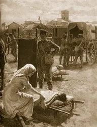 En medicinsk station som hanterar sårade soldater, 1914-19