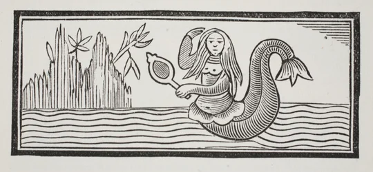 En sjöjungfru, som signalerar förstörelse för sjöfarare, illustration från Chap-books of the Eighteenth Century av John Ashton, pub. 1882