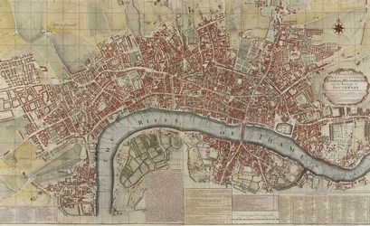 En ny och exakt plan för städerna London och Westminster och stadsdelen Southwark, 1725