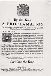 En kungörelse av kungen, för ytterligare upptäckt av den sena fasansfulla planeringen mot Hans Majestät, helig person och regering, 27 november 1678