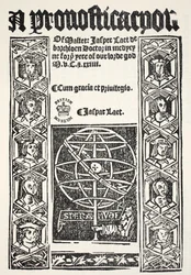 A Prognostication, av Jasper Laet (fl.1485-1532), tryckt av R. Bankes, 1524