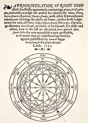 A Prognostication of Right Good, av Leonard Dygges, tryckt av Thomas Gemini, Blacke Friars, London, 1555