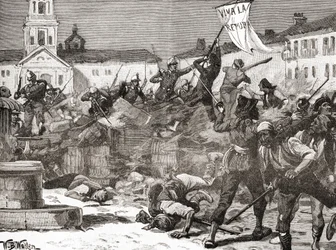 Ett republikanskt uppror i Malaga, Spanien under The Glorious Revolution (La Gloriosa