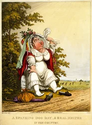A Spanking Dog Day & Real Melter in the Country, graverad av George Hunt, publicerad av Thomas McLean, London, 1827