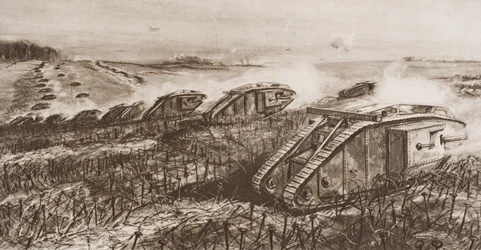 A Tank Offensive at Cambrai, Frankrike, illustration från 