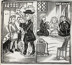 En fruktansvärd och säsongsbetonad varning till unga män, illustration från Chap-books of the artonde århundrade av John Ashton, pub. 1882