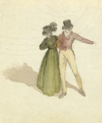Ett par promenader, ca 1825 (wc på papper)