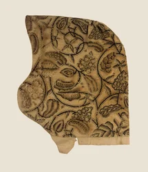 En fin hätta med svart broderi, 1620-40
