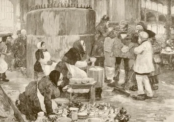 Ett soppkök i Paris på 1800-talet (litho)