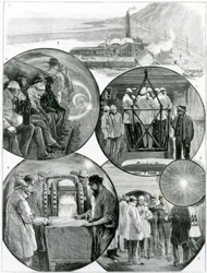 Ett besök i kanaltunneln, illustration från The Graphic 4 mars 1882