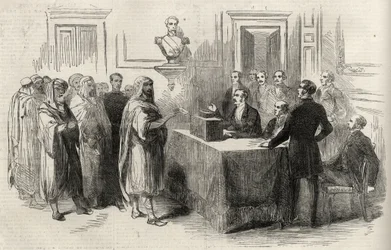 Abd-El-Kader röstar för det franska imperiet - Illustration för The Illustrated London News, 4 december 1852.