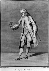 Enligt Act of Parliament, gjord av Louis Phillippe Boltard efter Bartholomew Dandridge, 1737