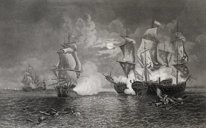 Handling mellan Bonhomme Richard och Serapis, 23 september 1779 (gravyr)