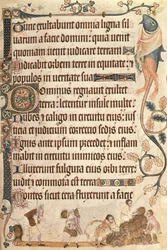 Lägg till 42130 f.173 Stapling av majskärvar, från Luttrell Psalter, påbörjad före 1340 för Sir Geoffrey Luttrell (1276-1345) (vellum)