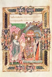 Lägg till 49598 Annunciation, från Benedictional of St. Aethelwold, Winchester, c.980 (vellum)