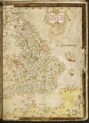 Lägg till. 62540, ff.3v-4, Karta över Storbritannien och Irland, från 