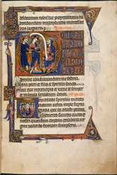 Lägg till MS 48985 f.29r, Jesus Before Caiaphas, i Salvin Hours