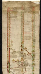 Ytterligare MS 18268 A, Genealogy of Edward the Fourth of England, som visar hans titel till kronorna i Wales, Frankrike och England, i tre härkomstlinjer.