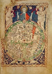 Ytterligare Ms 28681, f.9: Världskarta (vellum)