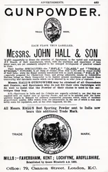 Annons för Gunpowder av Mrs John Hall & Son (litho)