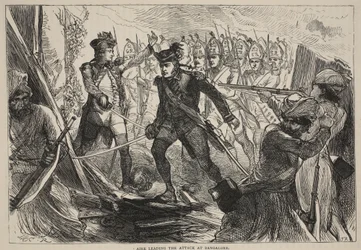 Aire leder attacken i Bangalore, illustration från Cassells Illustrated History of India av James Grant, pub. 1879