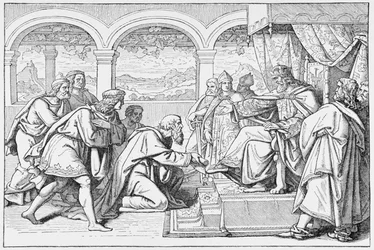 Ambassadors of Haroun al Raschid (c.766-809) before Charlemagne (768-814), från The History of France, av Emile de Bonnechose, utgiven av Ward, Lock and Co, London