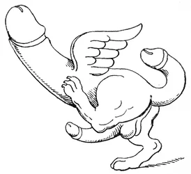 Amulett med trippel fallus