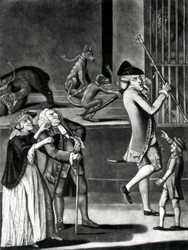 En utställning av vilda djur eller makaronerna i nöd, 1774 (mezzotint)
