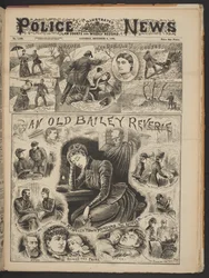 An Old Bailey Reverie, från The Illustrated Police News, lördagen den 6 december 1890 (tidningspapper)