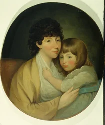 Anna Maria White (Mrs Charles Trench) och barn (olja på duk)