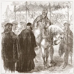 Ärkebiskop Arundel i Oxford, illustration från The History of Protestantism av James Aitken Wylie (1808-1890), pub. 1878