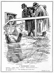 Aristide Briand och Lloyd George hånar det drunknande Tyskland, december 1921