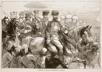 Major Lawrences ankomst till Coilady, illustration från Cassells Illustrated History of India av James Grant, pub. 1879