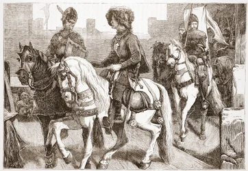 Hussite-deputeradenas ankomst till Basel, illustration från The History of Protestantism av James Aitken Wylie (1808-1890), pub. 1878