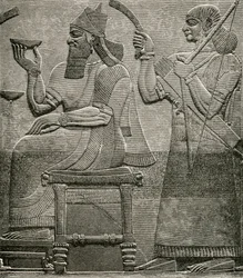 Ashur-nasir-pal II, från en basrelief i British Museum, från The Worlds Inhabitants av G.T. Bettany, publicerad 1888