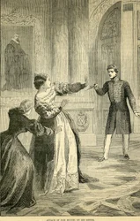 Attack av Don Miguel på hans syster, hämtad från Cassells Illustrated History of England, 18571858