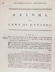 Axiom, eller rörelselagar, från volym I av The Mathematical Principles of Natural Philosophy av Sir Isaac Newton (1642-1727) 1777