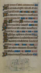 Bas-de-page scen som visar Thomas Becket och följeslagare som korsar kanalen i en båt när de reser i exil i Frankrike, illustration från 