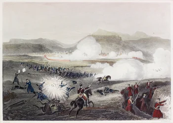 Battle Of Kars (färgad gravyr)