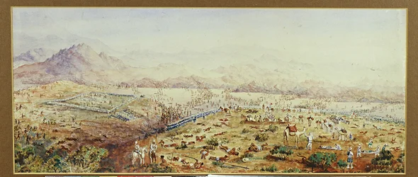 Slaget vid Tamai, Sudan 1884 (wc på papper)