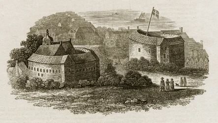 Bear Garden and Globe Theatre, Southwark, London, ca 1600 (gravyr)