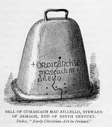 Bell of Cumascach Mac Aillelo, Steward of Armagh, End of Ninth Century, illustration från Short History of the English People av J. R. Green, publicerad 1892